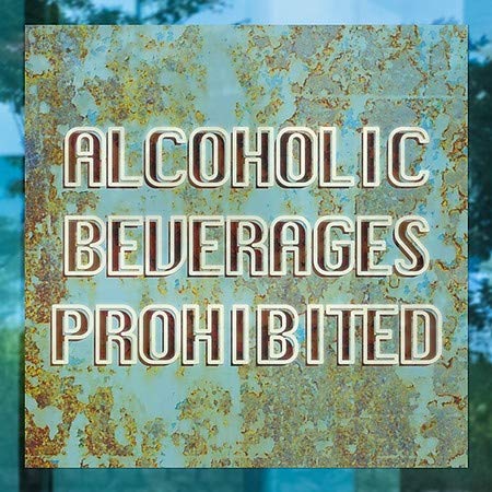 Cgsignlab | משקאות אלכוהוליים אסורים -חלון כחול בגילאי נצמד בחלון | 16 x16